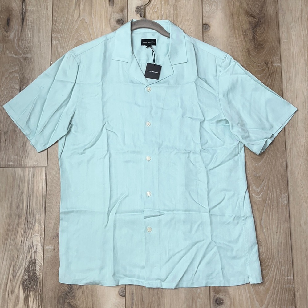 Club Monaco Tencel short sleeve shirt Seafoam Green Size Medium NEW